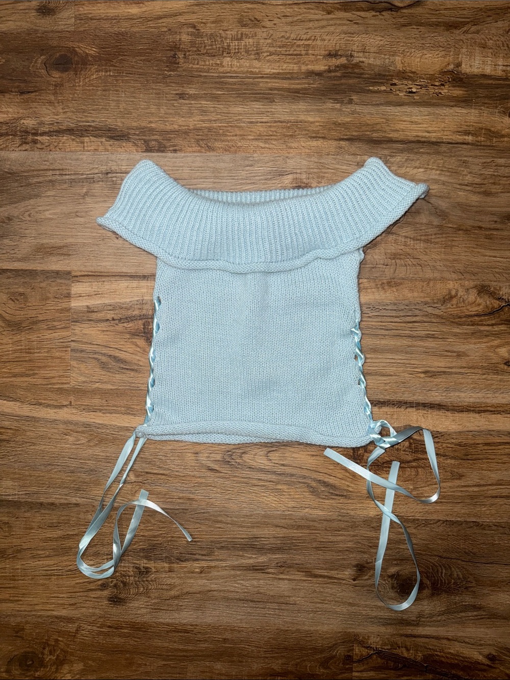 Fashion Nova Blue Off-Shoulder Knit Top